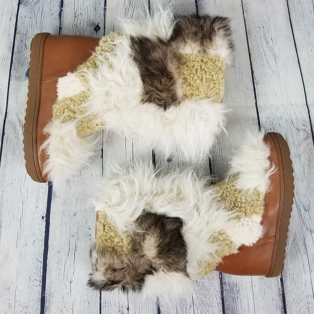 COACH | "Morton" shearling/leather wedge heel boot